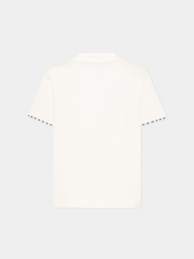 t-shirt con taschino a righe FY8P41 Z3708 101BL IVORY/BLUE FAY 