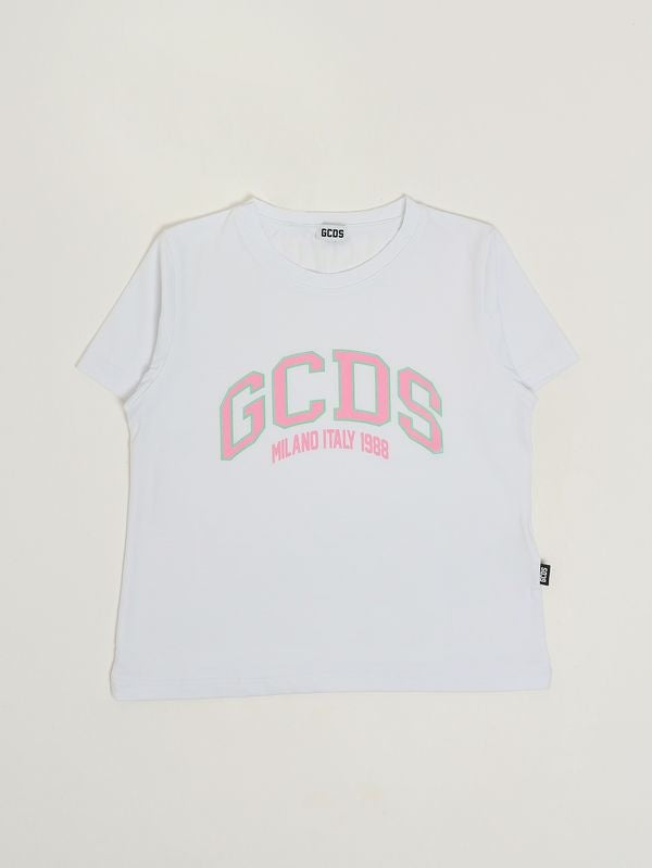 t-shirt con logo in contrasto C1GJQC541J336 100P GCDS 