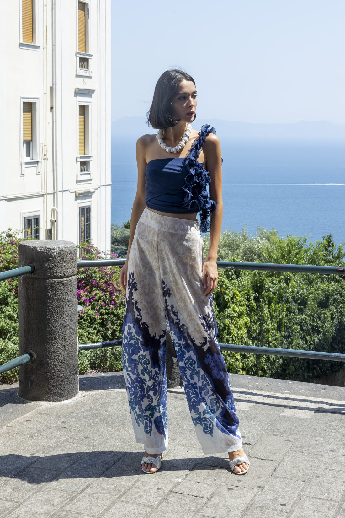 top in tulle monospalla H.M3220.4656 204 BLU HANITA 