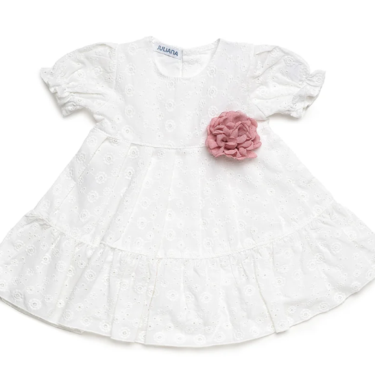 abito con applicaizone fiore 26135 BLANCO JULIANA 