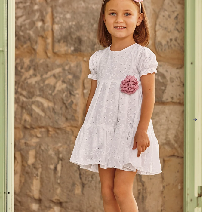 abito con applicaizone fiore 26135 BLANCO JULIANA 
