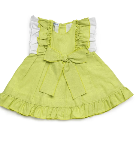 abito in cotone con fiocco 26155 VERDE LIMA JULIANA 