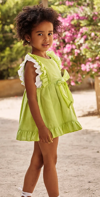 abito in cotone con fiocco 26155 VERDE LIMA JULIANA 