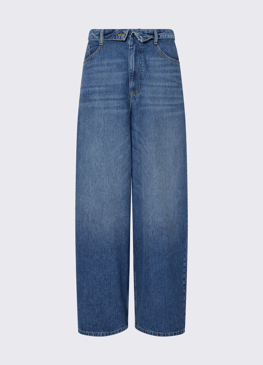 jeans baggy con stringhe UA6510D0400 79157 LIU-JO CAPSULE ELODIE 