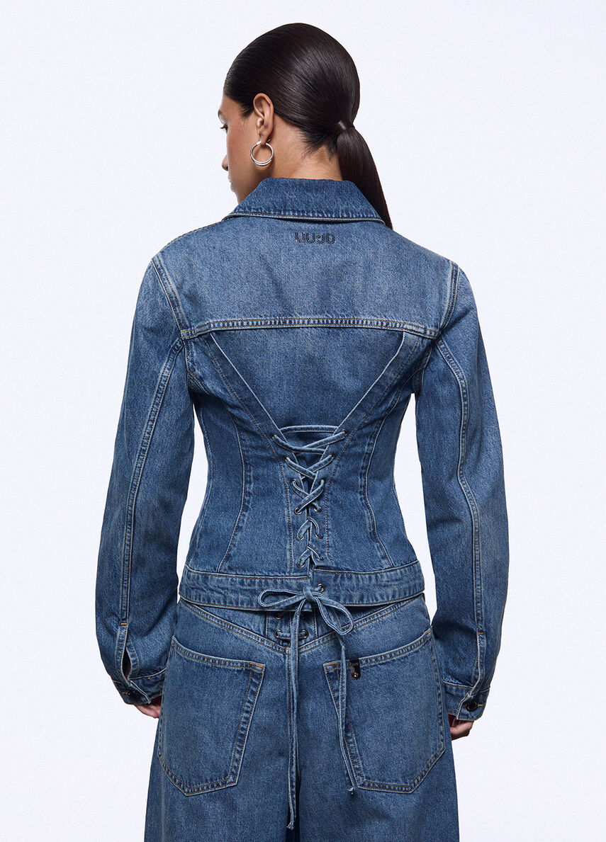 giacca in denim con stringhe UA6511D0400 79157 LIU-JO CAPSULE ELODIE 