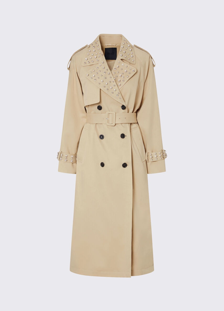 trench con ricamo gioiello CA6003T521A P9574 LIU JO BLACK 