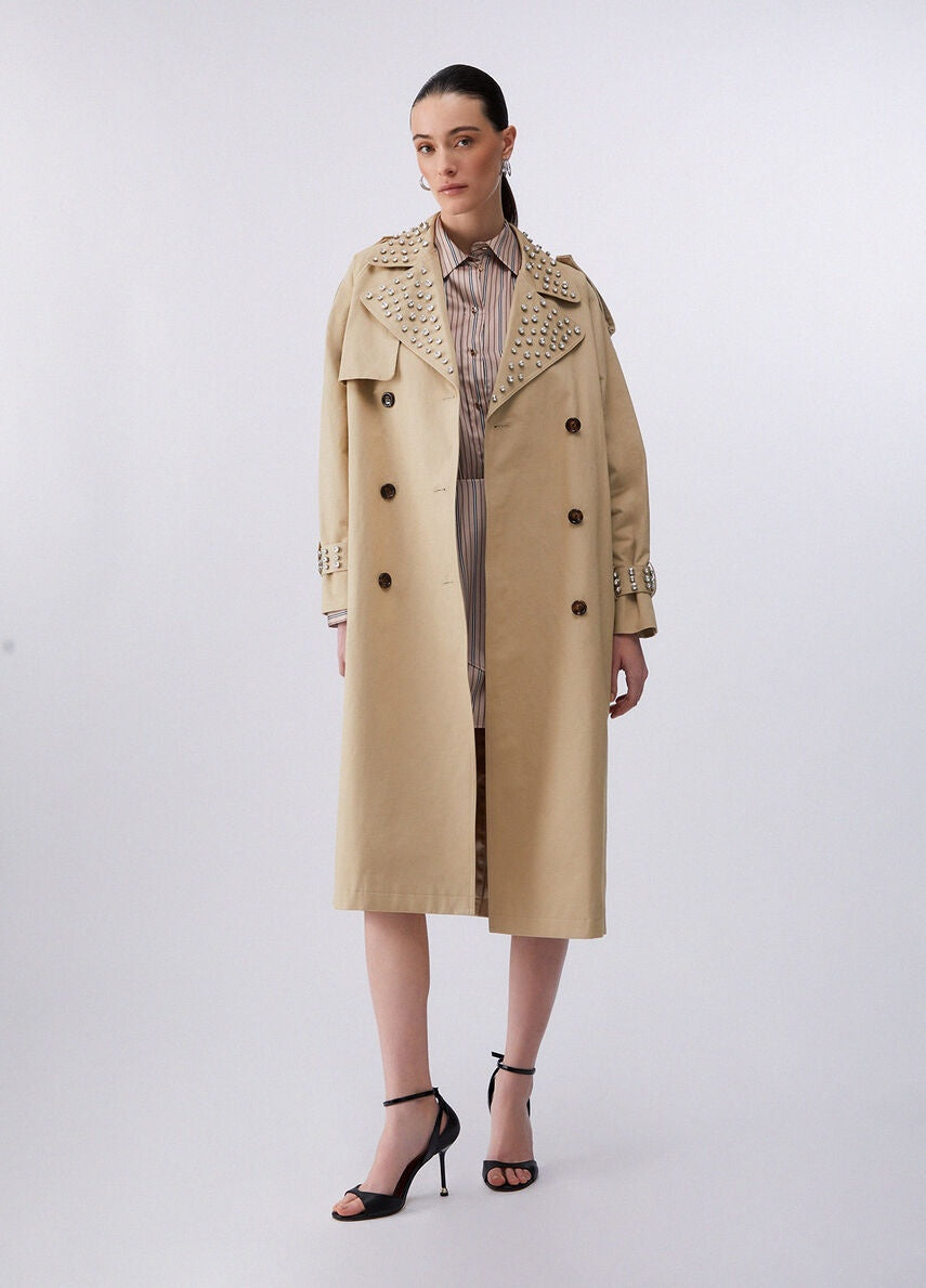 trench con ricamo gioiello CA6003T521A P9574 LIU JO BLACK 