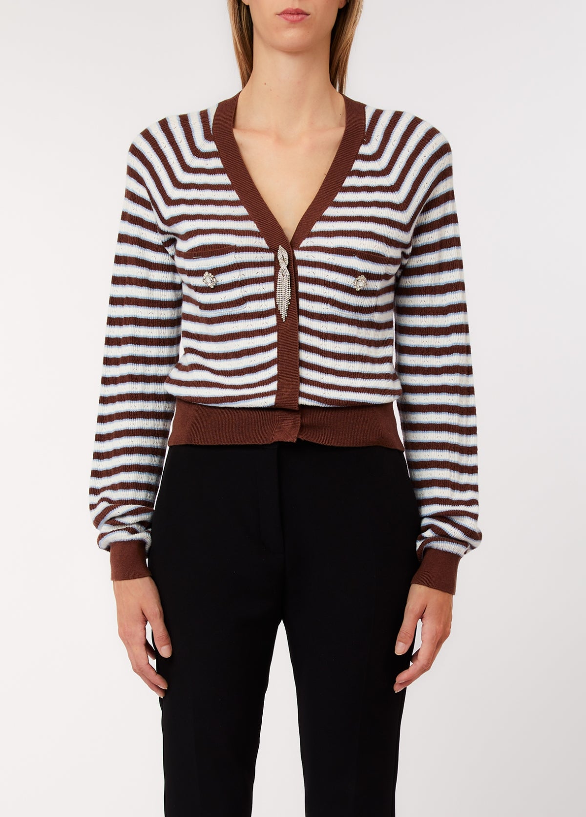 Cardigan con taschini e applicazioni CA6067MS52G C3975 LIU JO BLACK 