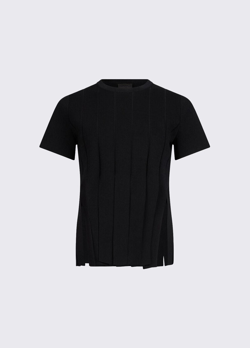 t-shirt in maglia con frange CA6110MS55N 22222 LIU JO BLACK 