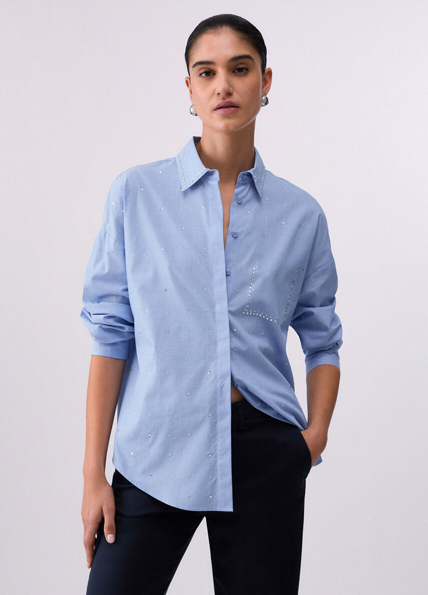 camicia con strass CA6168T520A P9653 LIU JO BLACK 