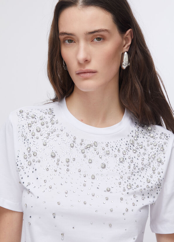 t-shirt con gioiello CA6193J3868 11111 LIU JO BLACK 