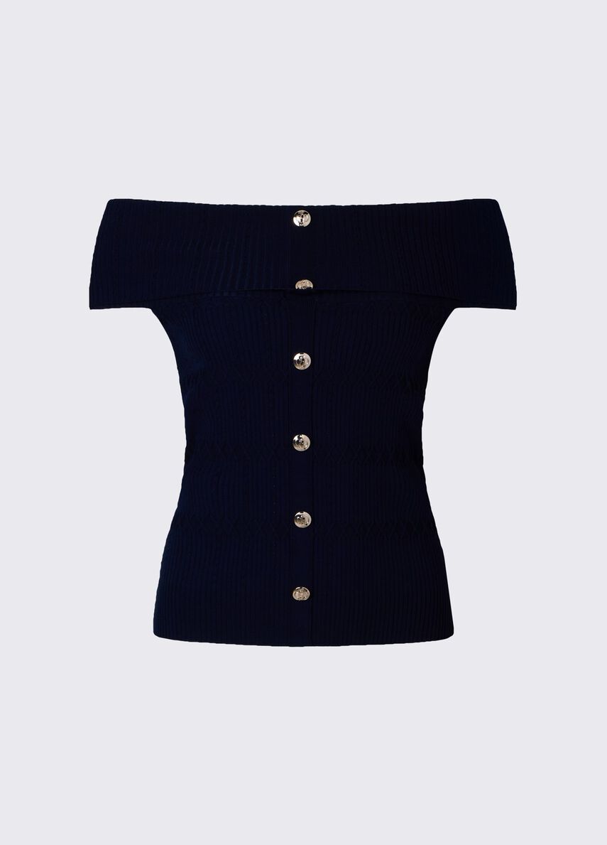 top bardot in maglia CA6217MS55N 22222 LIU JO BLACK 