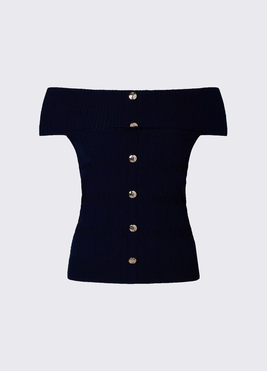 top bardot in maglia CA6217MS55N P9583 LIU JO BLACK 