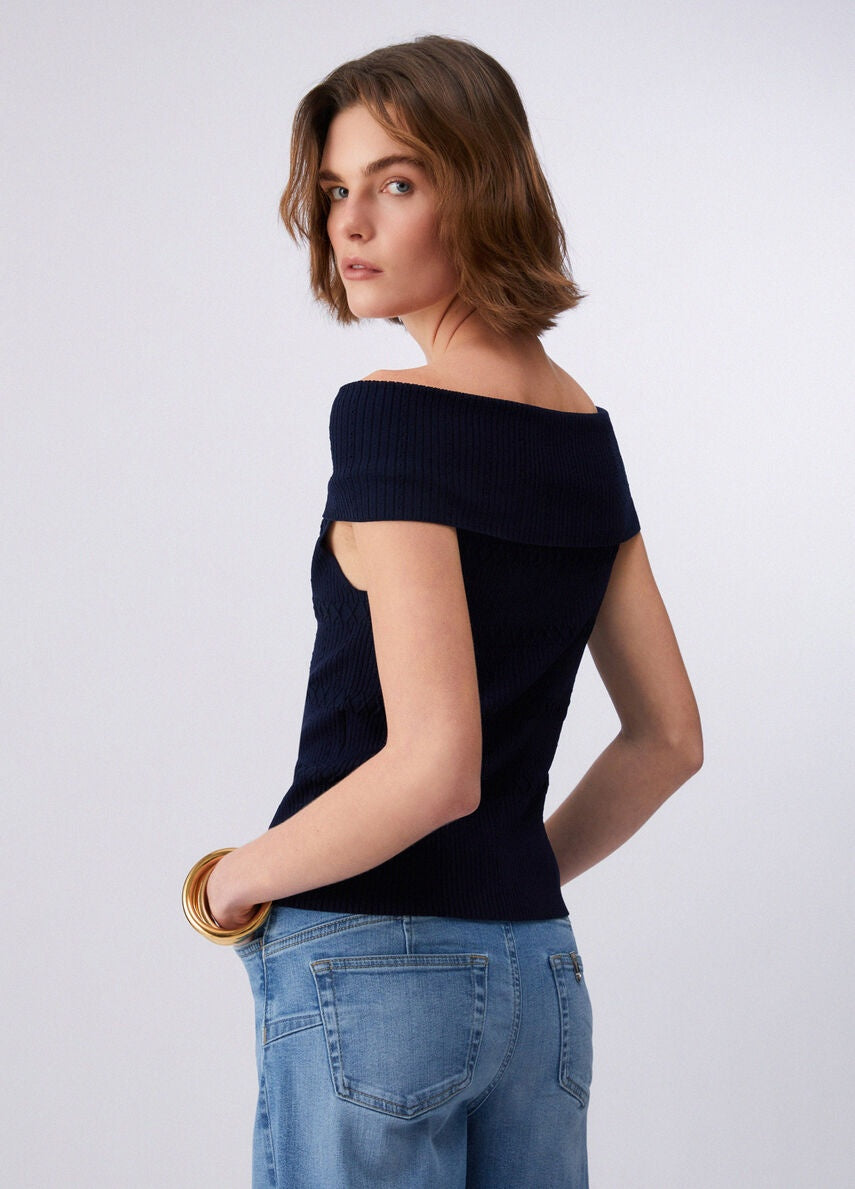 top bardot in maglia CA6217MS55N P9583 LIU JO BLACK 
