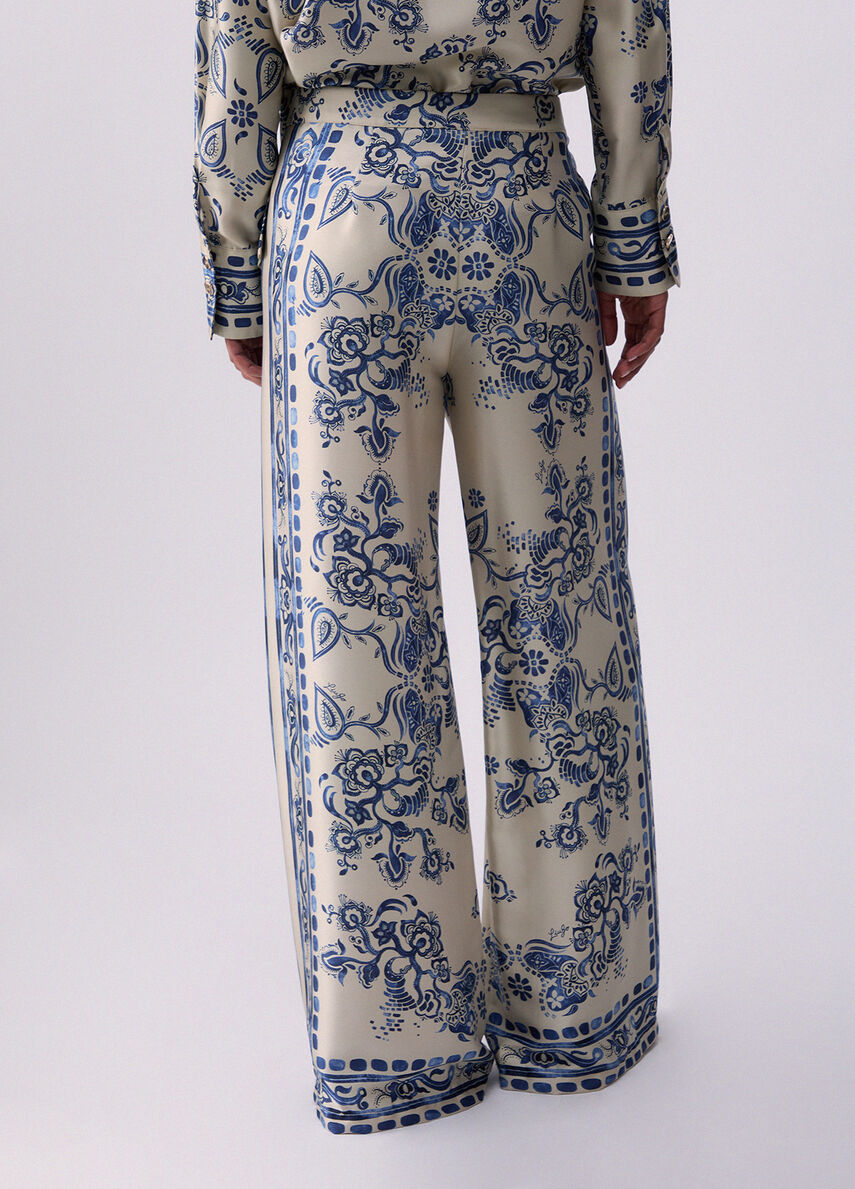 pantalone con stampa foulard CA6230TS555 P9652 LIU JO BLACK 