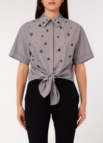 camicia con ricamo castoni CA6248T527A P9588 LIU JO BLACK 