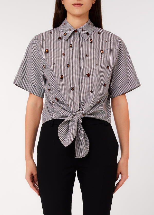camicia con ricamo castoni CA6248T527A P9588 LIU JO BLACK 