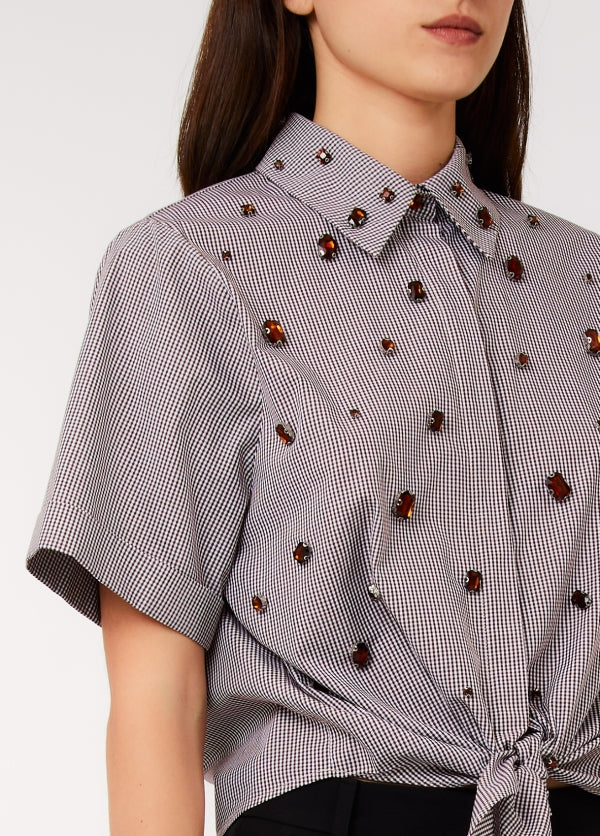 camicia con ricamo castoni CA6248T527A P9588 LIU JO BLACK 