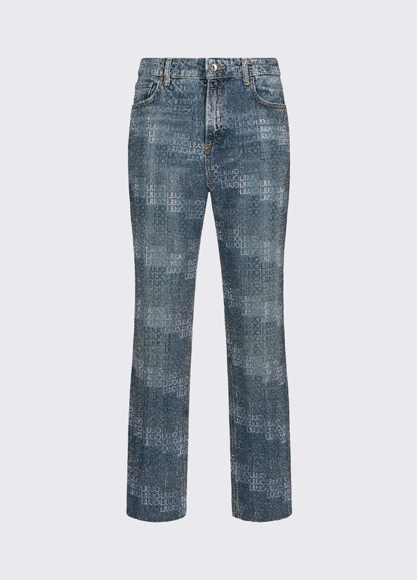 jeans straight con strass UA6019D4854 78977 LIU JO DENIM 