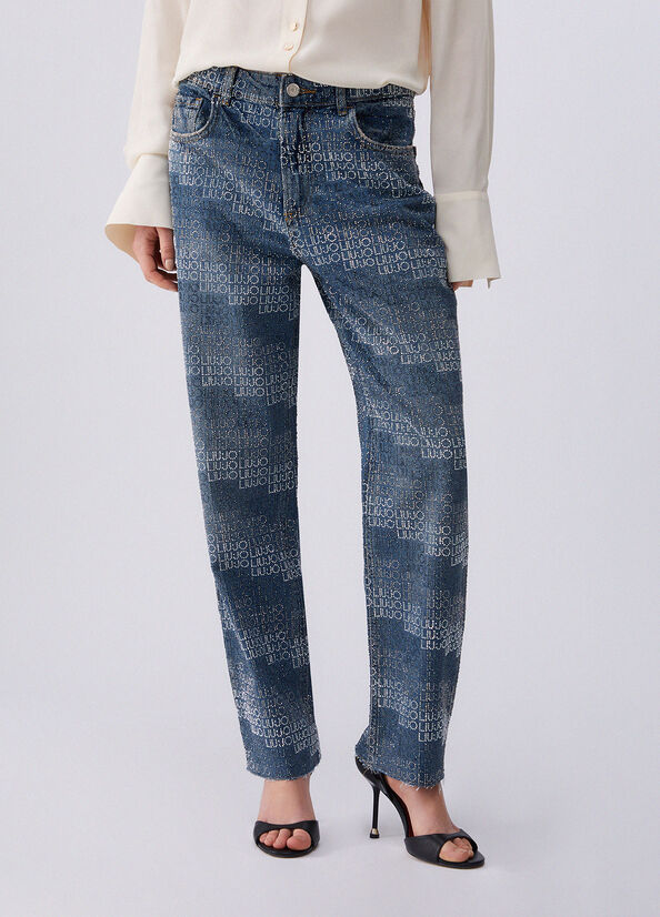 jeans straight con strass UA6019D4854 78977 LIU JO DENIM 