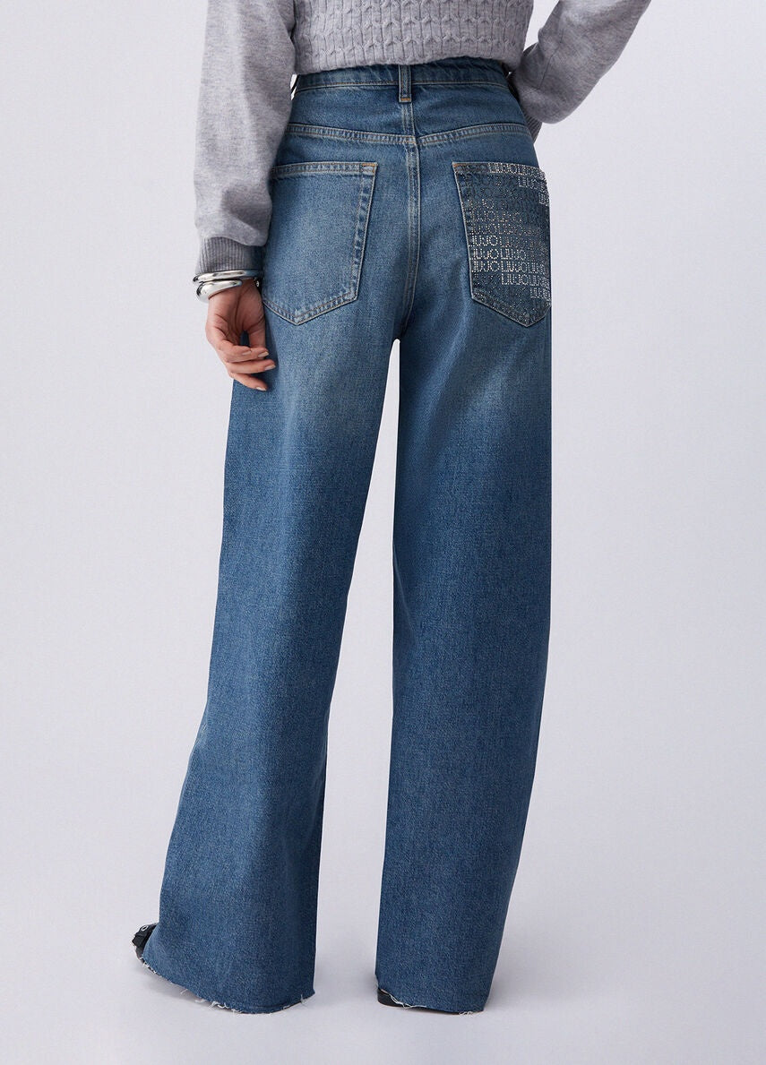 Jeans straight con strass UA6111D4854 78977 LIU JO DENIM 