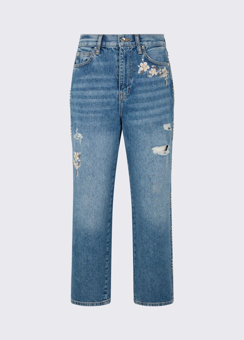 jeans straight con gioiello UA6196D4854 78997 LIU JO DENIM 