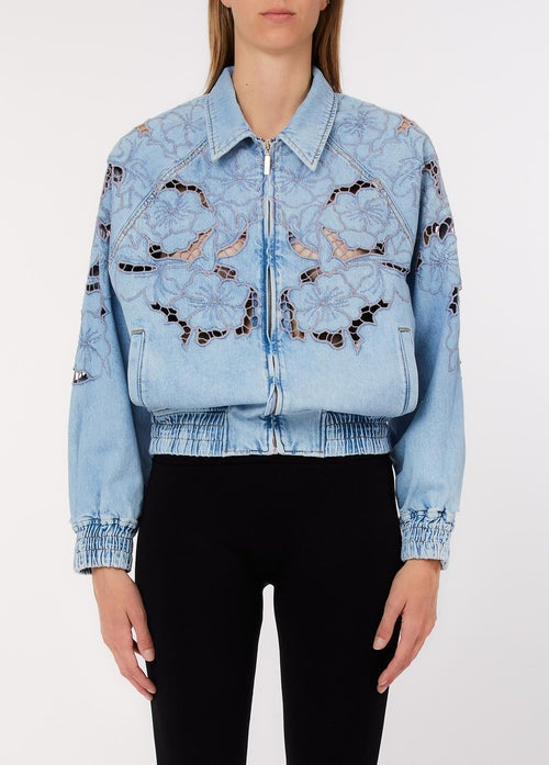 giubbino con ricami traforati UA6227D4286 78978 LIU JO DENIM 