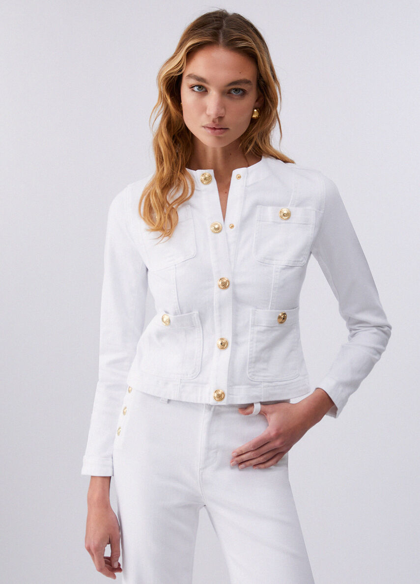 giacca con bottoni logati UA6260D0275 11111 LIU JO DENIM 