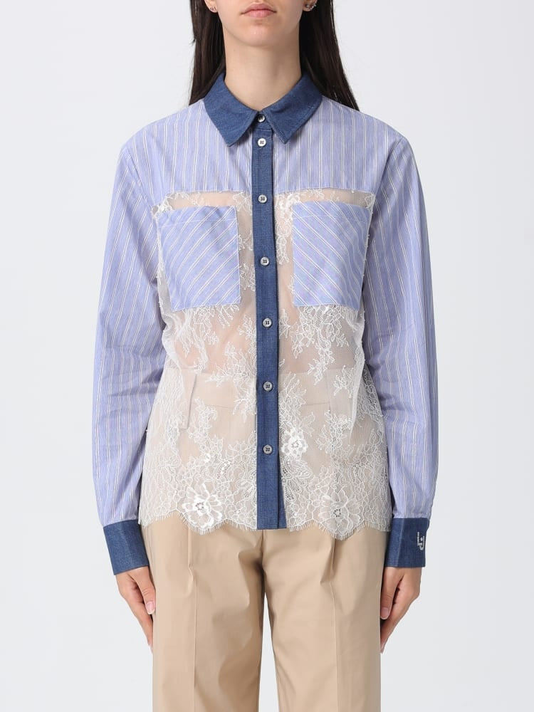 camicia con inserti in pizzo UA6287D0336 79039 LIU JO DENIM 