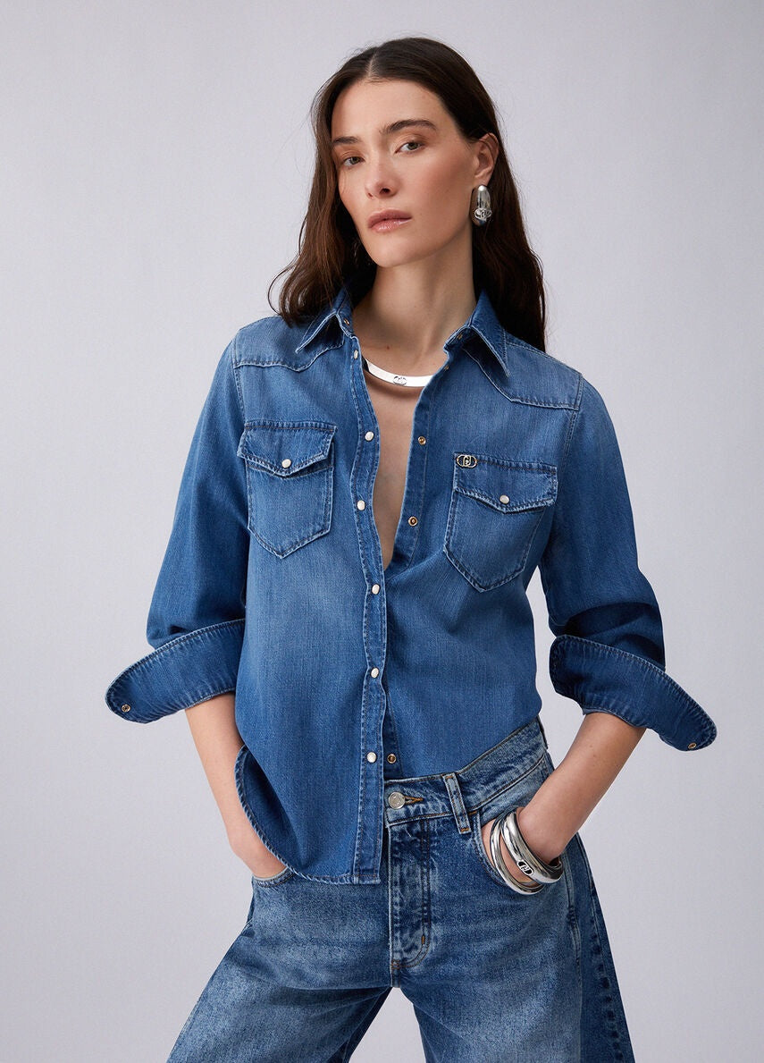 camicia in denim UA6339D4851 79053 LIU JO DENIM 
