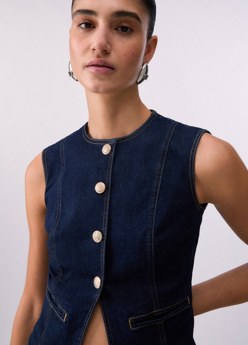 gilet in denim slim fit UA6345D4925 77000 LIU JO DENIM 