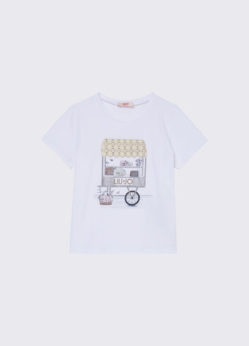 t-shirt con applicazioni GA6046JS003 L9037 LIU JO JUNIOR 