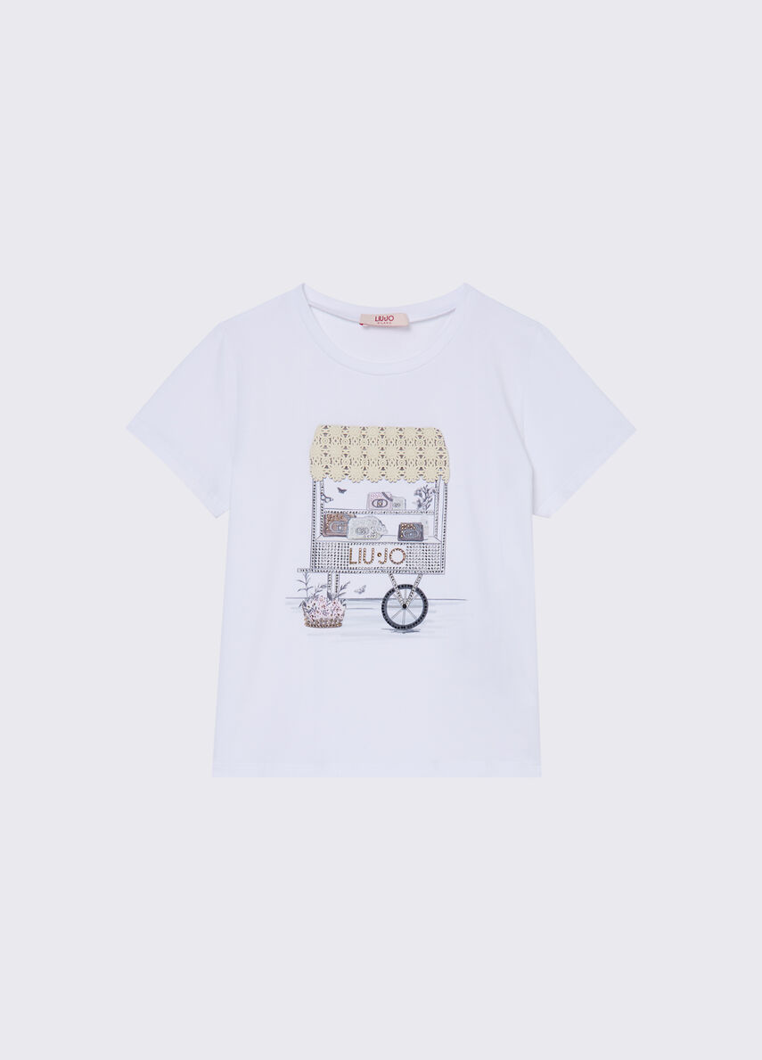 t-shirt con applicazioni GA6046JS003 L9037 LIU JO JUNIOR 