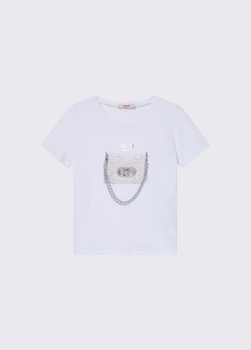 t-shirt con applicazioni GA6046JS003 V9926 LIU JO JUNIOR 