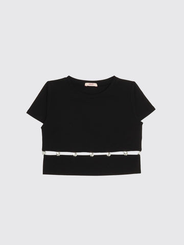 t.shirt con contrasto GA6166JS003 22222 LIU JO JUNIOR 