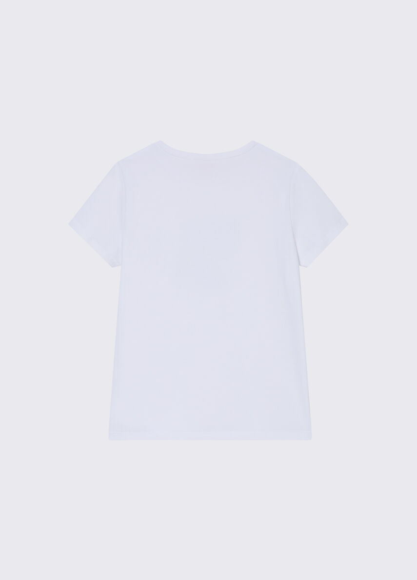 t-shirt con logo e strass GA6167JS003 10601 LIU JO JUNIOR 