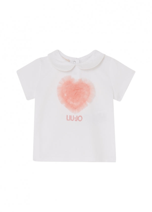 t-shirt cuore tulle HA6027JS003 C3874 LIU JO JUNIOR 