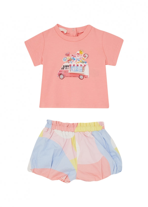 completo t-shirt e pantalone corto HA6030T3424 L9024 LIU JO JUNIOR 
