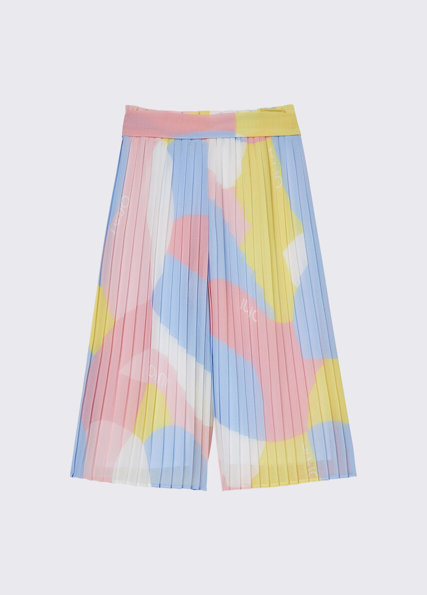 pantaloni plissè multicolor KA6034T5142 U9895 LIU JO JUNIOR 