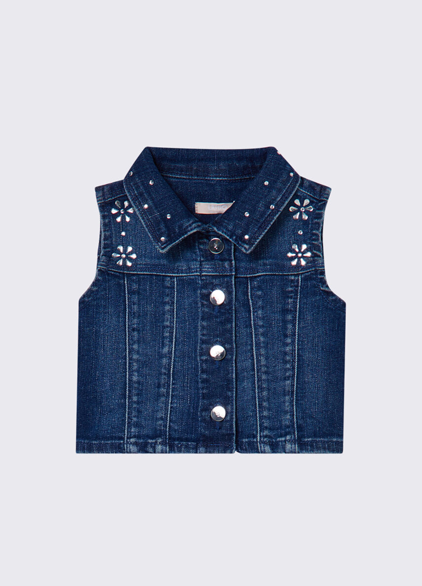 Gilet in denim con ricamo gioiello KA6071D3246 79069 LIU JO JUNIOR 