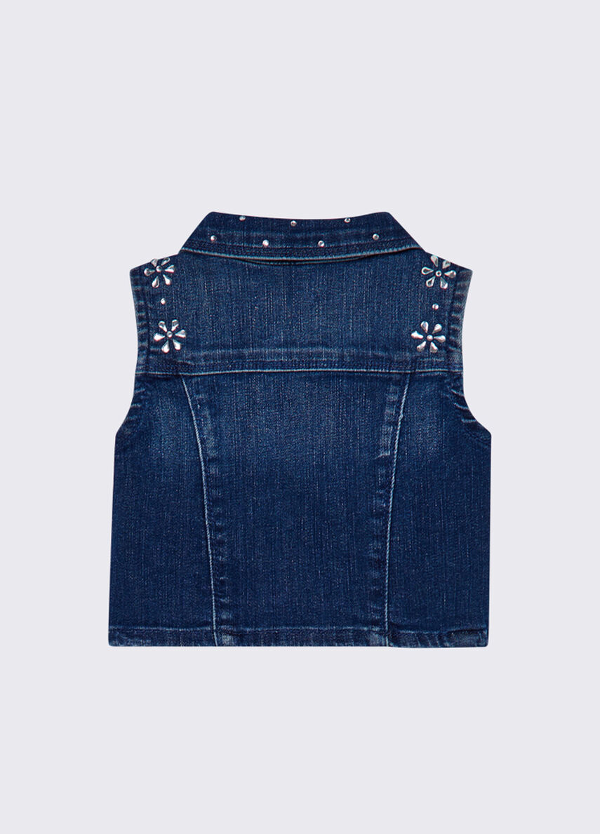 Gilet in denim con ricamo gioiello KA6071D3246 79069 LIU JO JUNIOR 
