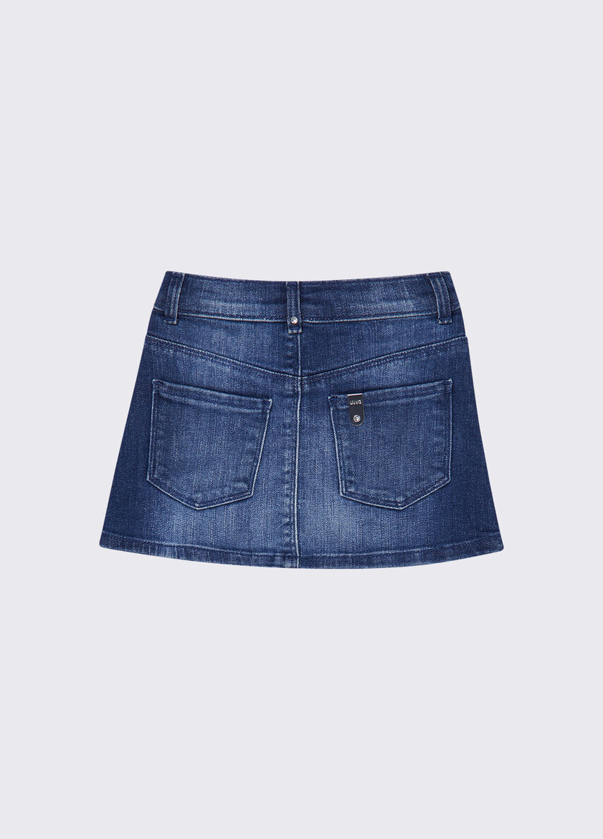 gonna denim con ricamo gioiello KA6074D3246 79069 LIU JO JUNIOR 