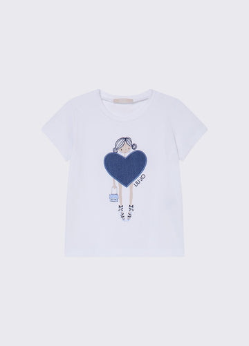 t-shirt con ricamo KA6118JS003 P9532 LIU JO JUNIOR 