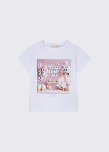 t-shirt con stampa KA6128JS003 10601 LIU JO JUNIOR 