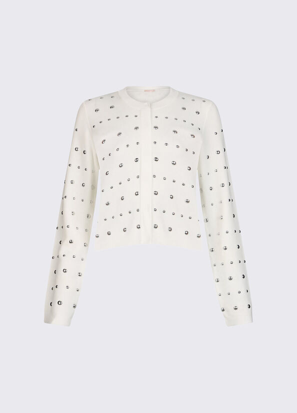 cardigan con borchie WA6090MS55N 10701 LIU JO WHITE 