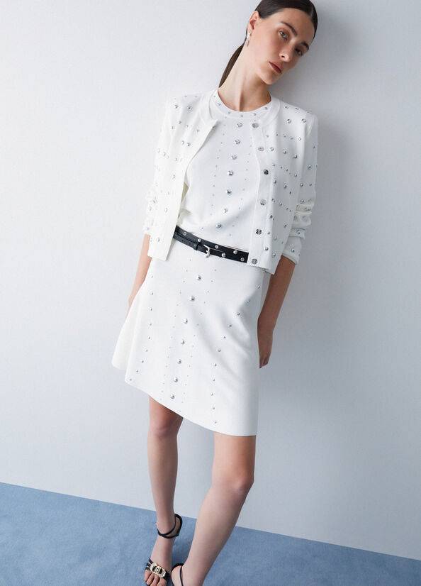 cardigan con borchie WA6090MS55N 10701 LIU JO WHITE 