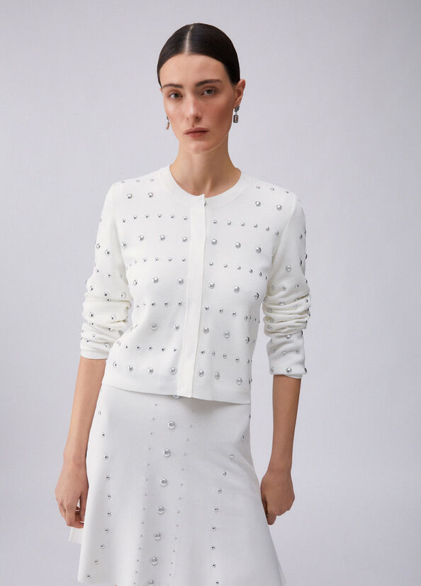 cardigan con borchie WA6090MS55N 10701 LIU JO WHITE 