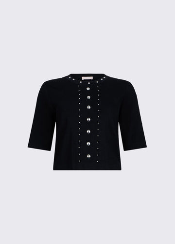 t-shirt in maglia con borchie WA6092MS55N 22222 LIU JO WHITE 