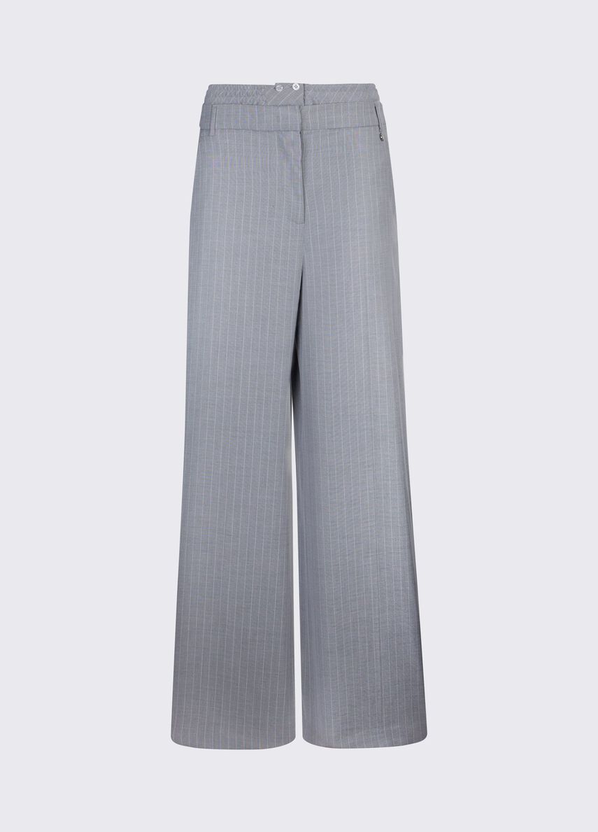 pantalone a palazzo gessato WA6099T349A P9686 LIU JO WHITE 