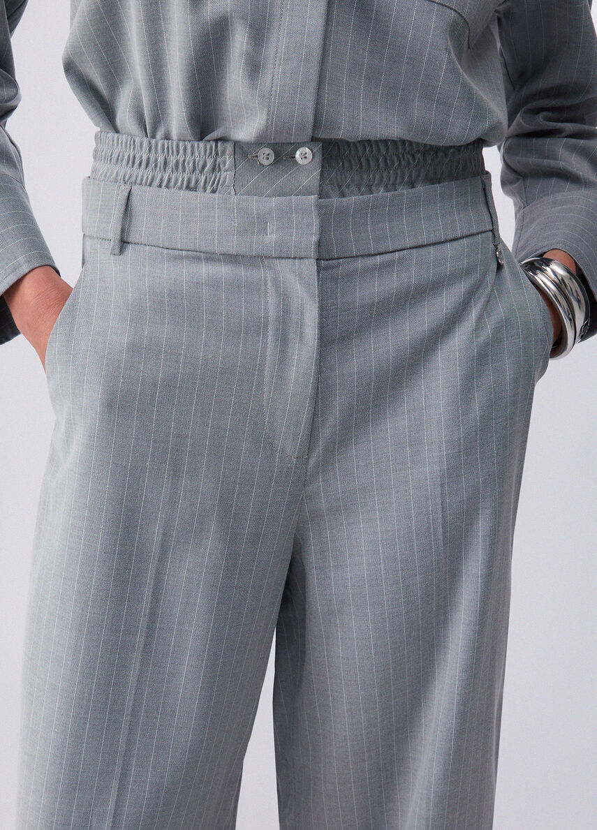 pantalone a palazzo gessato WA6099T349A P9686 LIU JO WHITE 